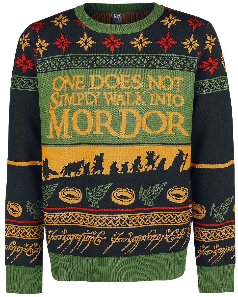 Der Herr der Ringe Walk Into Mordor Weihnachtspullover multicolor in M von Der Herr der Ringe