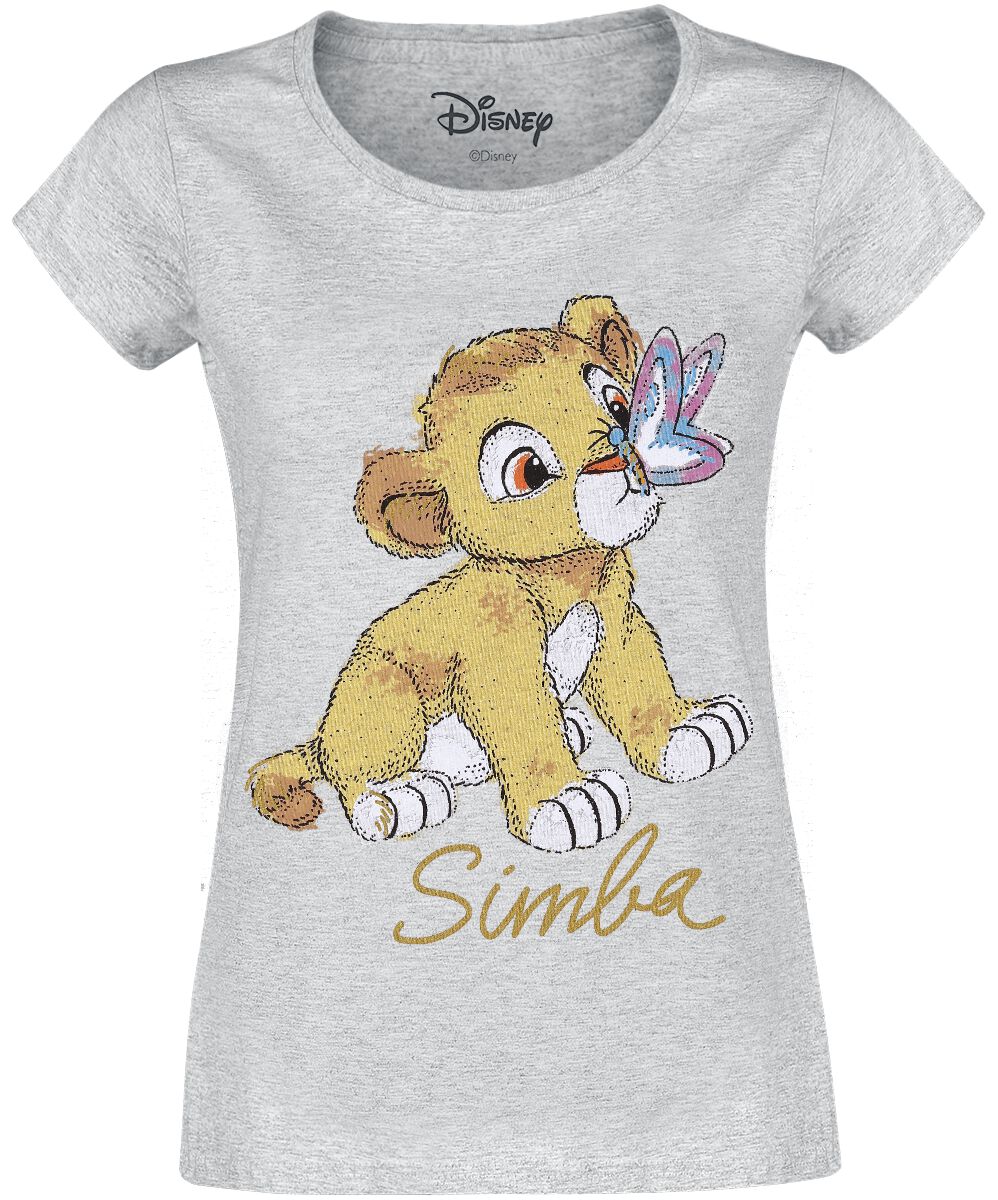 Der König der Löwen - Disney T-Shirt - Simba - Baby - S bis XL - für Damen - Größe M - grau meliert  - Lizenzierter Fanartikel von Der König der Löwen