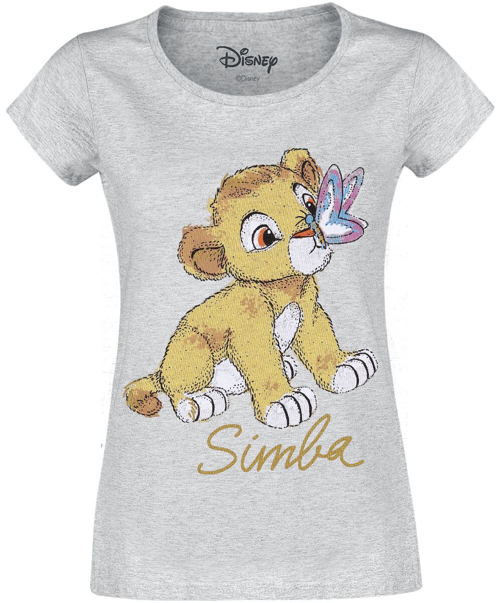 Der König der Löwen - Disney T-Shirt - Simba - Baby - S bis XXL - für Damen - Größe S - grau meliert  - Lizenzierter Fanartikel von Der König der Löwen