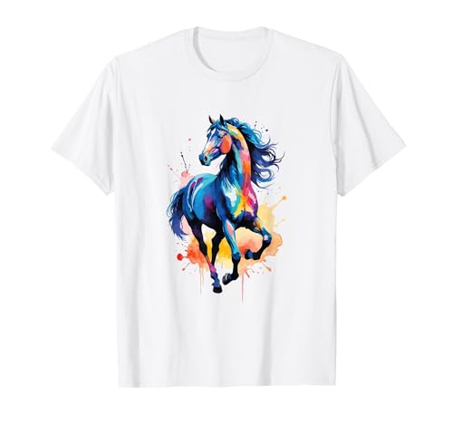 Buntes Pferd im Gallop Süßes Pferde Mädchen Stall und Reiten T-Shirt Buntes Pferd im Gallop Süßes Pferde Mädchen Stall und Reiten T-Shirt von Der Pferde Mädchen und Reiter Geschenke Shop