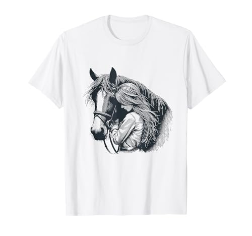 Mädchen mit Pferd Süßes Motiv für Stall und Reiten Pferde T-Shirt von Der Pferde Mädchen und Reiter Geschenke Shop