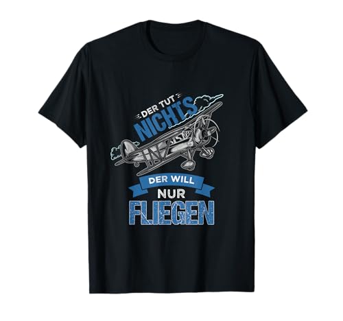 Der tut nichts der will nur fliegen Geschenkidee Herren Klassisch Pilotenthemtes T-Shirt Schwarz S von Der tut nichts der will nur fliegen Geschenkidee