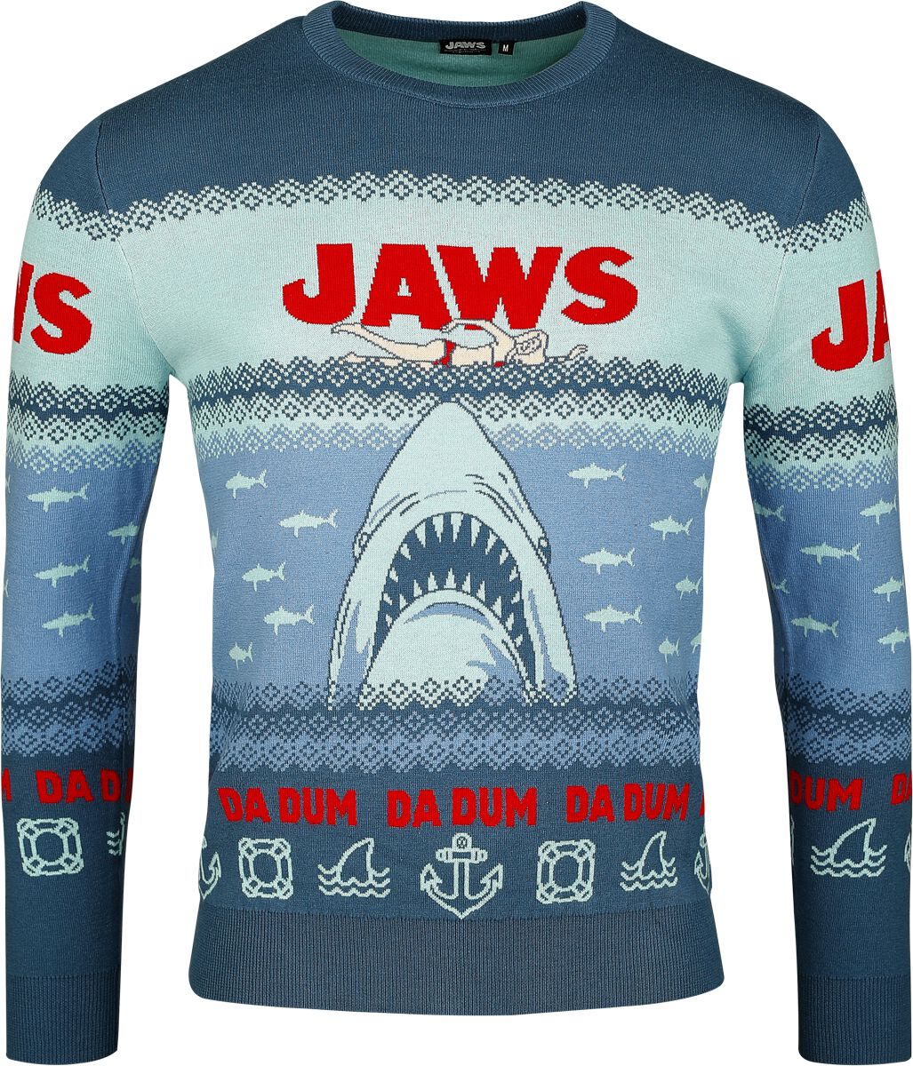 Der weisse Hai Jaws - Da Dum Da Dum Weihnachtspullover multicolor in M von Der weisse Hai