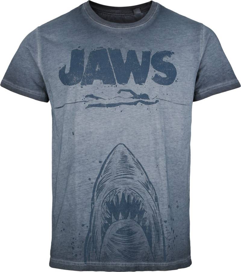 Der weisse Hai Jaws - Poster T-Shirt blau in M von Der weisse Hai