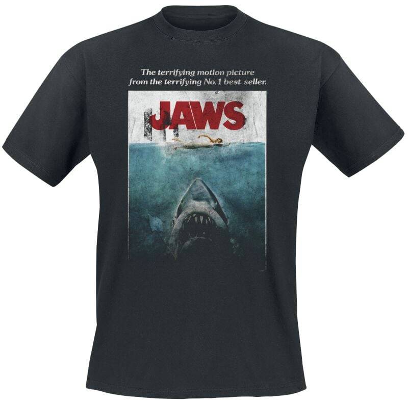 Der weisse Hai T-Shirt - JAWS Washed Poster - S bis XXL - für Männer - Größe XXL - schwarz  - Lizenzierter Fanartikel von Der weisse Hai