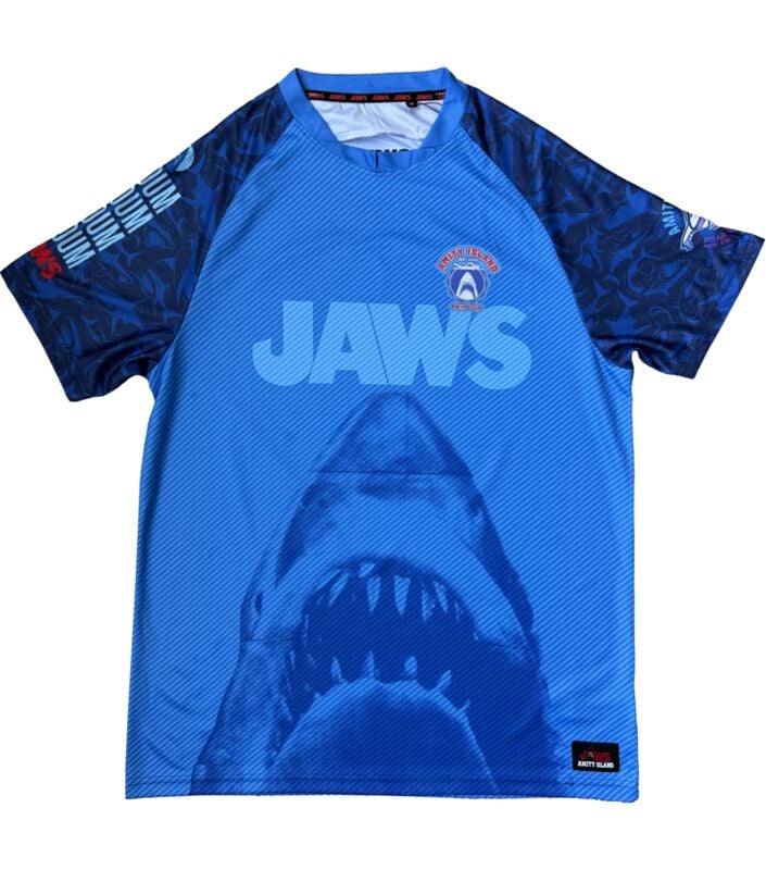 Der weisse Hai Trikot - Amity Island - 75 - Soccer Jersey - S bis XXL - für Männer - Größe XL - multicolor  - Lizenzierter Fanartikel von Der weisse Hai