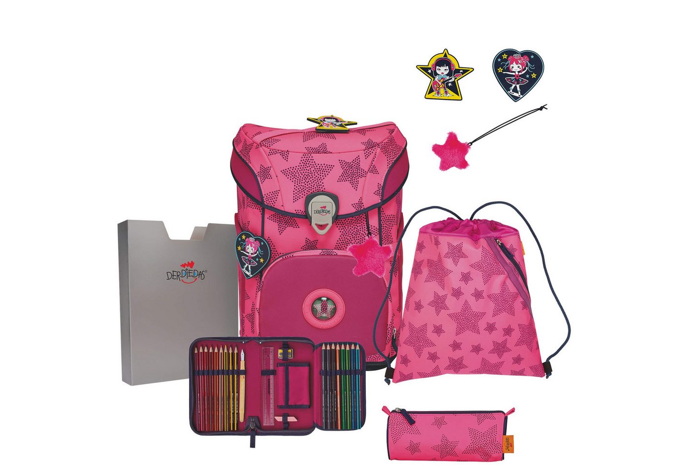 DerDieDas® Schulranzen ErgoFlex Easy Superflash Neon - Schulranzen Set 5tlg. 950 g (Neon von DerDieDas®