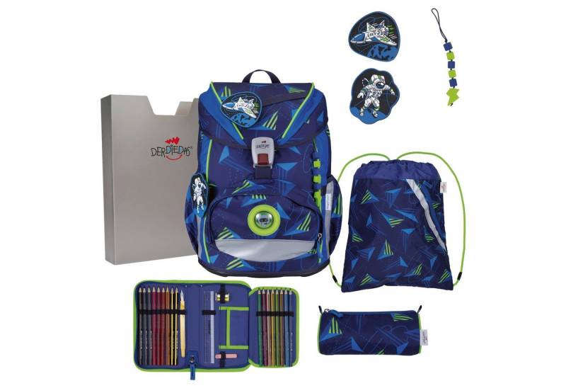 DerDieDas® Schulranzen ErgoFlex Light Exklusiv LED - Schulranzen Set 5tlg. 800g (Moon von DerDieDas®