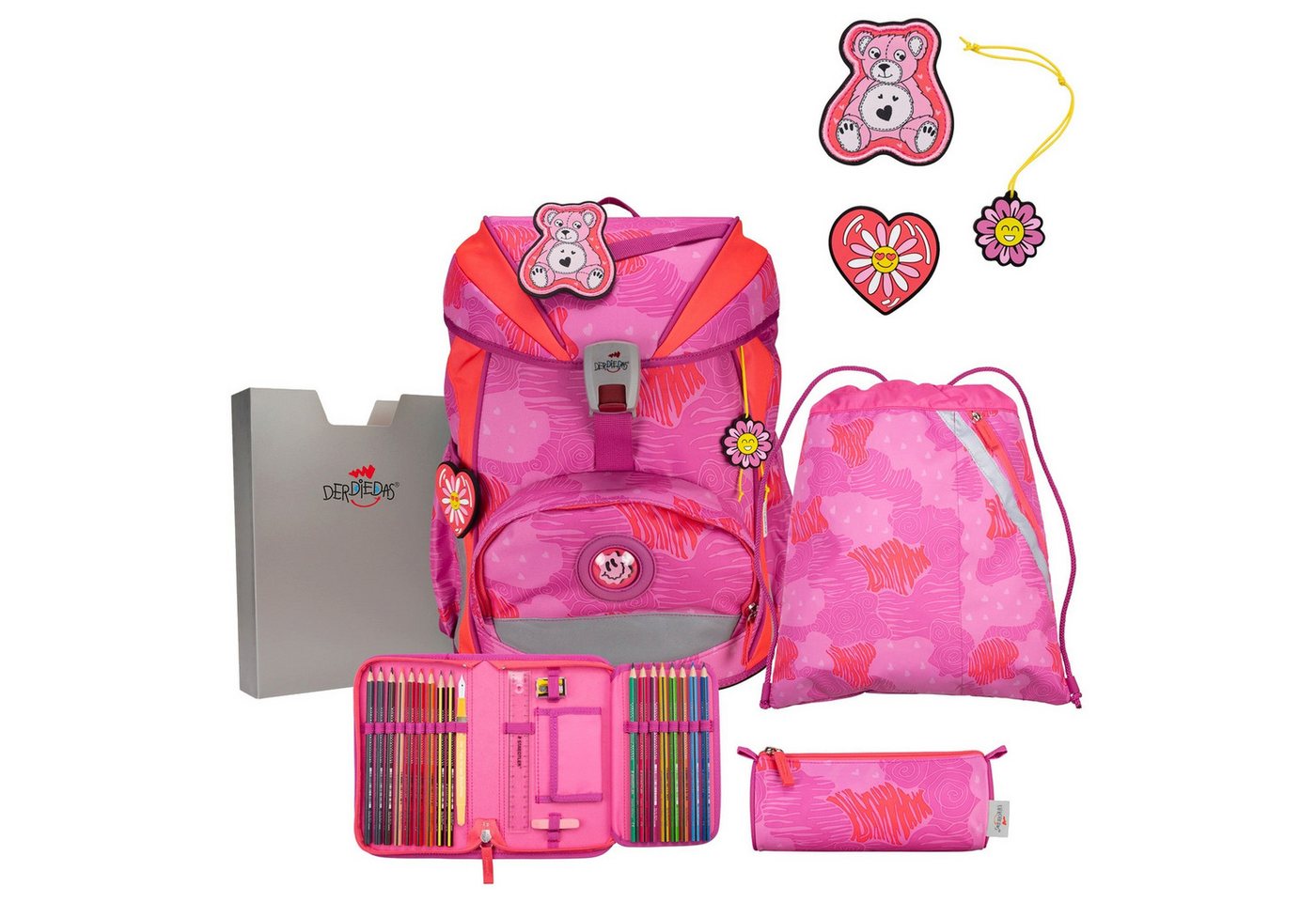DerDieDas® Schulranzen ErgoFlex Light - Schulranzen Set 5tlg. 800g (Roses) von DerDieDas®