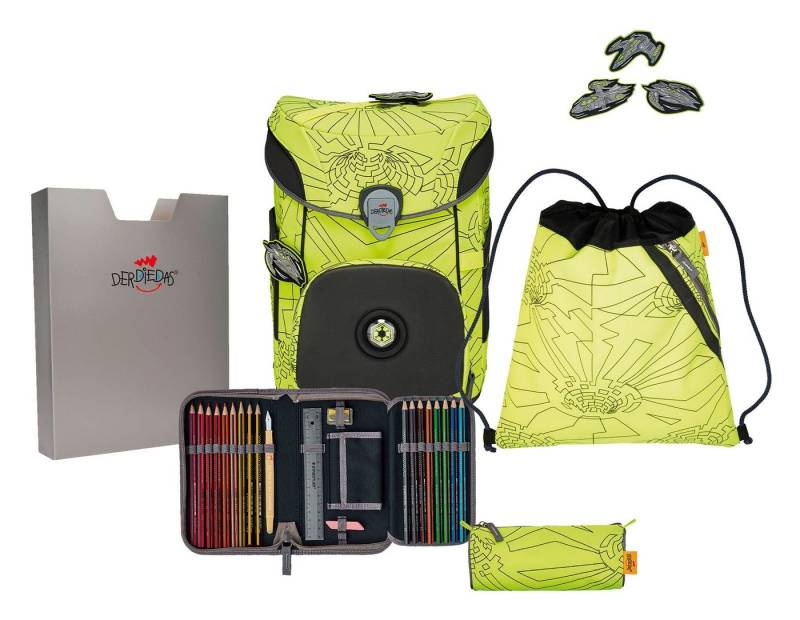 DerDieDas® Schulranzen Superflash Neon Schulranzenset 5-teilig (Set, 5-tlg) von DerDieDas®