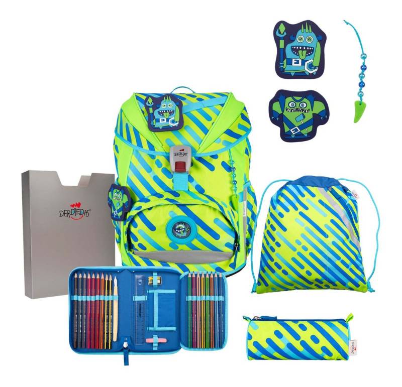 DerDieDas® Schulranzen Exklusiv Neon Schulranzenset 5-teilig (Set, 5-tlg) von DerDieDas®