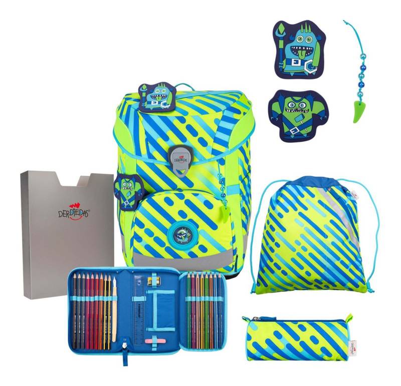 DerDieDas® Schulranzen Exklusiv Neon Schulranzenset 5-teilig (Set, 5-tlg) von DerDieDas®