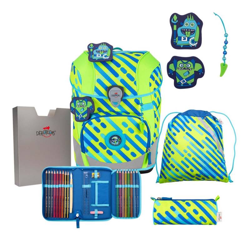 DerDieDas® Schulranzen Exklusiv Neon Schulranzenset 5-teilig (Set, 5-tlg) von DerDieDas®