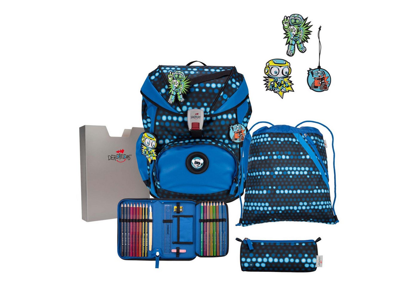 DerDieDas® Schulranzen Exklusiv Superflash Schulranzenset 5-teilig (Set, 5-tlg) von DerDieDas®