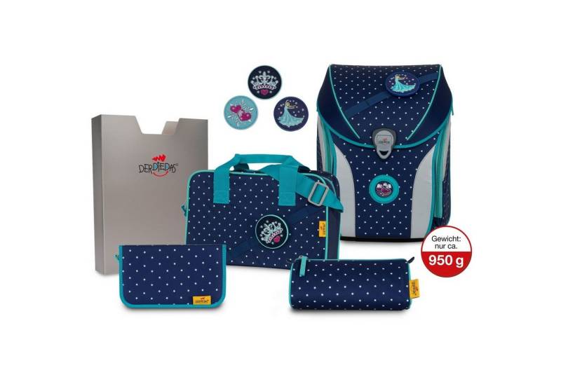 DerDieDas® Schulranzen Schulranzen Set 5-tlg. Ergoflex MAX Buttons Star Princess von DerDieDas®