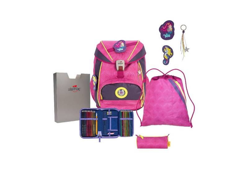 DerDieDas® Schulranzen Schulrucksack Set 5-tlg. ErgoFlex Exklusiv Superflash Pink Mermaid von DerDieDas®