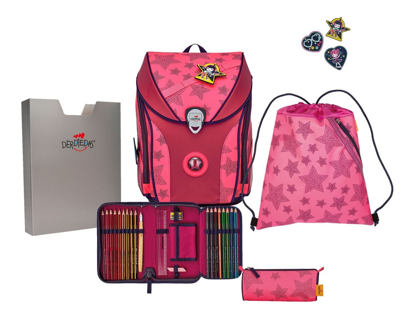 DerDieDas® Schulranzen Superflash Neon Schulranzenset 5-teilig (Set, 5-tlg) von DerDieDas®