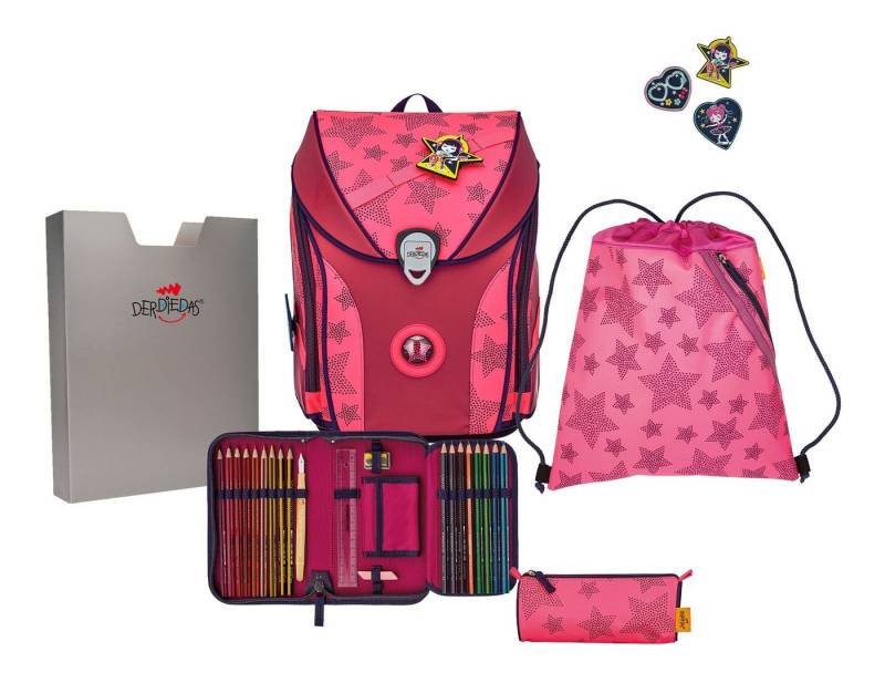 DerDieDas® Schulranzen Superflash Neon Schulranzenset 5-teilig (Set, 5-tlg) von DerDieDas®