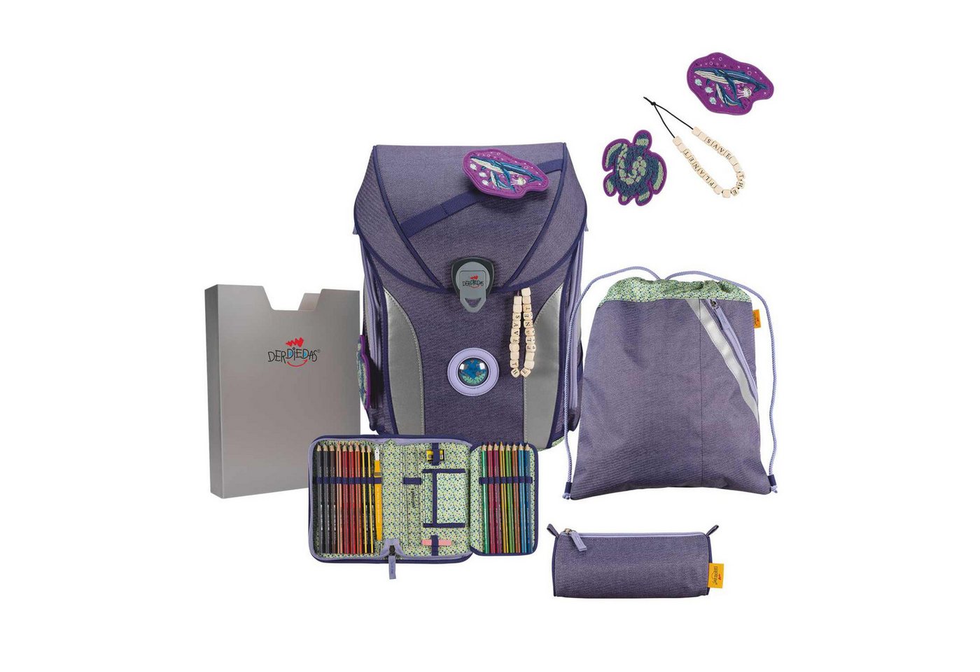 DerDieDas® Schulrucksack DerDieDas ErgoFlex MAX Exklusiv ECO My Planet Schulranzenset 5-teilig von DerDieDas®