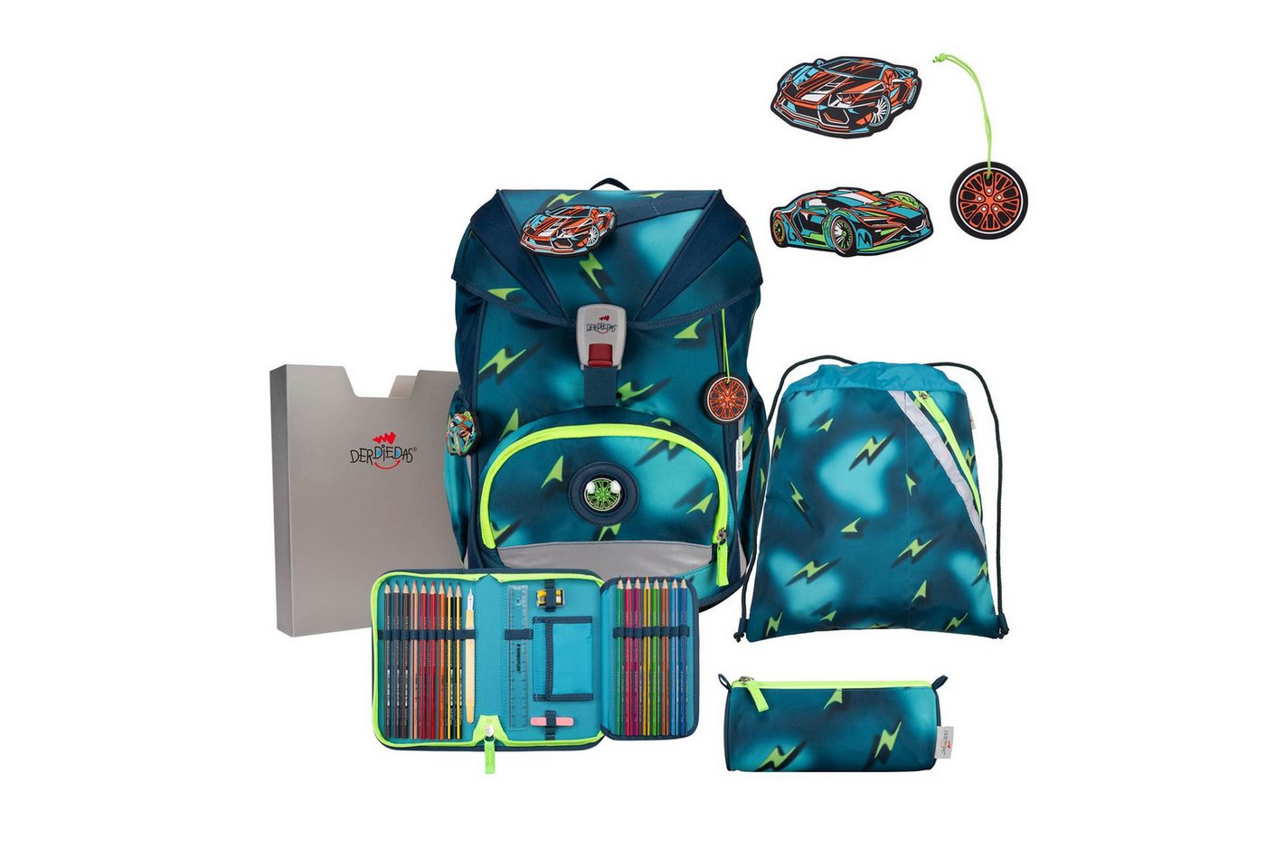 DerDieDas® Schulrucksack DerDieDas ErgoFlex Superlight Magic Light Schulranzenset 5-teilig von DerDieDas®