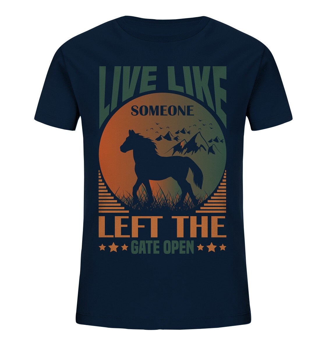 Pferde T-Shirt Live Like Someone Left The Gate Open Bio Vegan 98 Bis 164 von DerFaunXXL