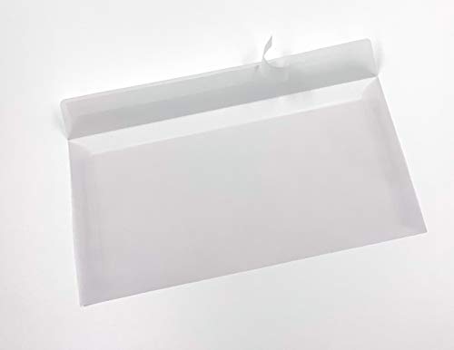 DerMegaDeal – 75 transparente Briefumschläge aus Pergamin-Papier für Infoschreiben, Gutscheine & Einladungen, Selbstklebende Briefkuverts in 220 x 110 mm (DIN lang) von DerMegaDeal