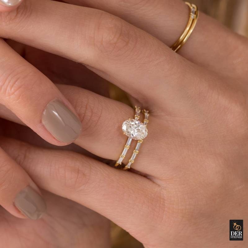 14K/18K Gold Ring|Oval Cut Engagement Ring| Lab Grown Diamond| Long Baguettes |Wedding Ring|Promise Ring For Her|Gift Women |Fluencyring von DerSteiner