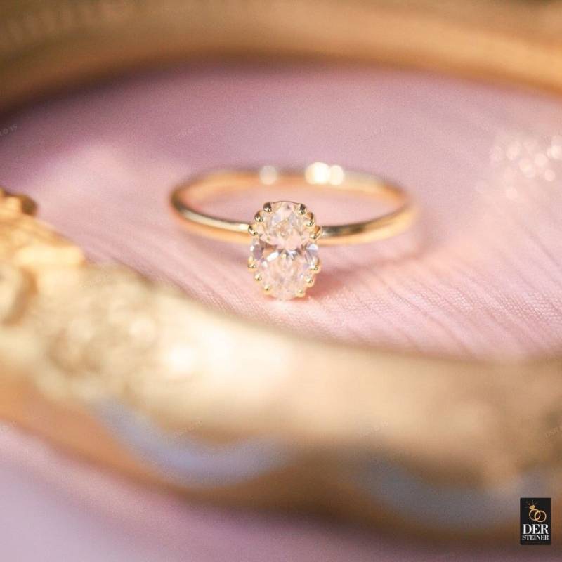 18K Gold Oval Cut Engagement Ring| Lab Grown Diamond Solitaire Engagement Ring| Promise Ring For Her| Gift Women |Tiger Prong von DerSteiner