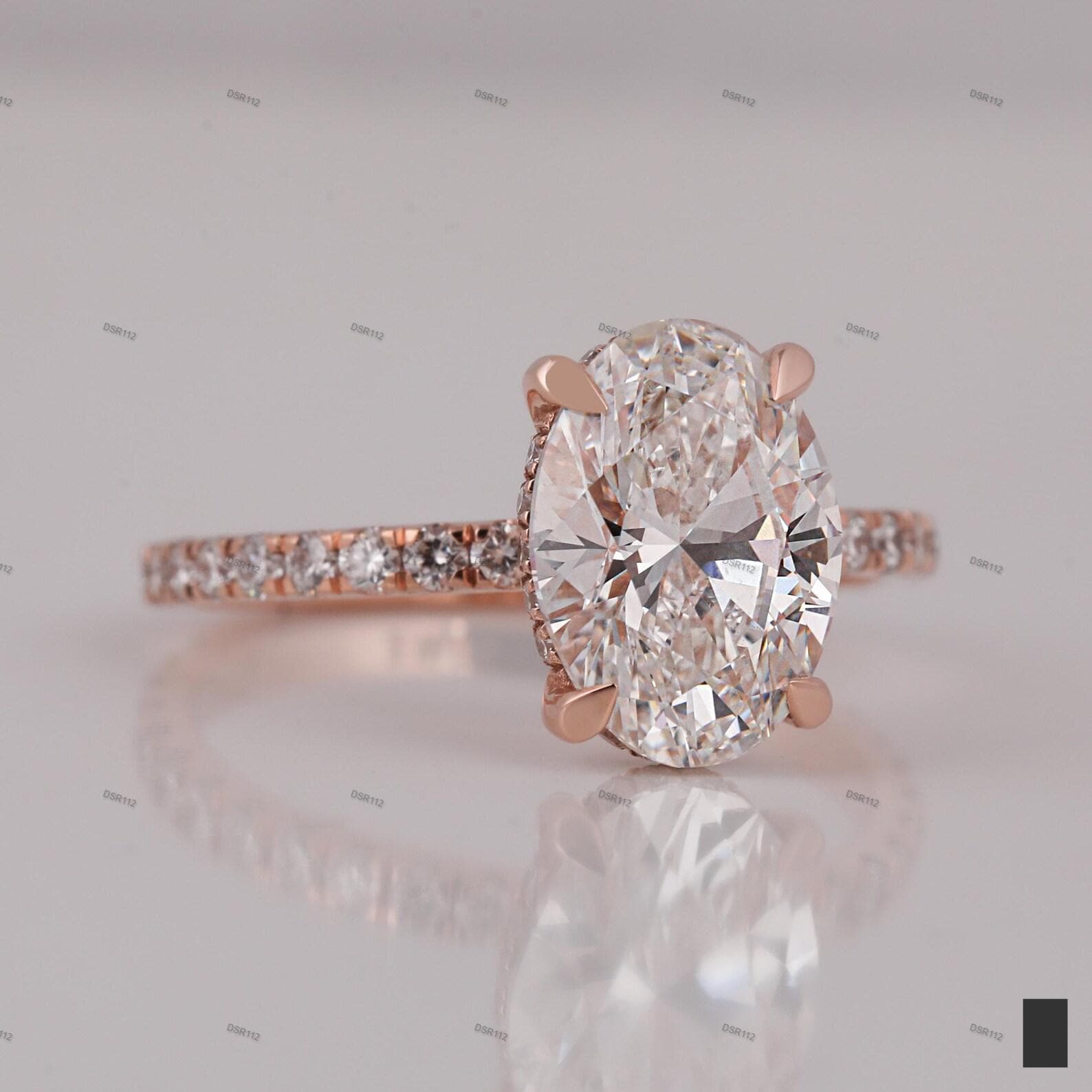 3.00Ct Oval Cut Engagement Ring| Lab Grown Diamond Pave Setting Promise Ring For Her| Gold Ring | Statement von DerSteiner