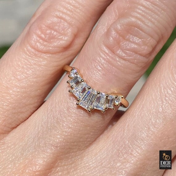 Contour Band|Gold Diamond Wedding Ring| Half Eternity Band|Lab Grown Diamond Promise Ring |Wave Pattern| Flush Fit Setting von DerSteiner