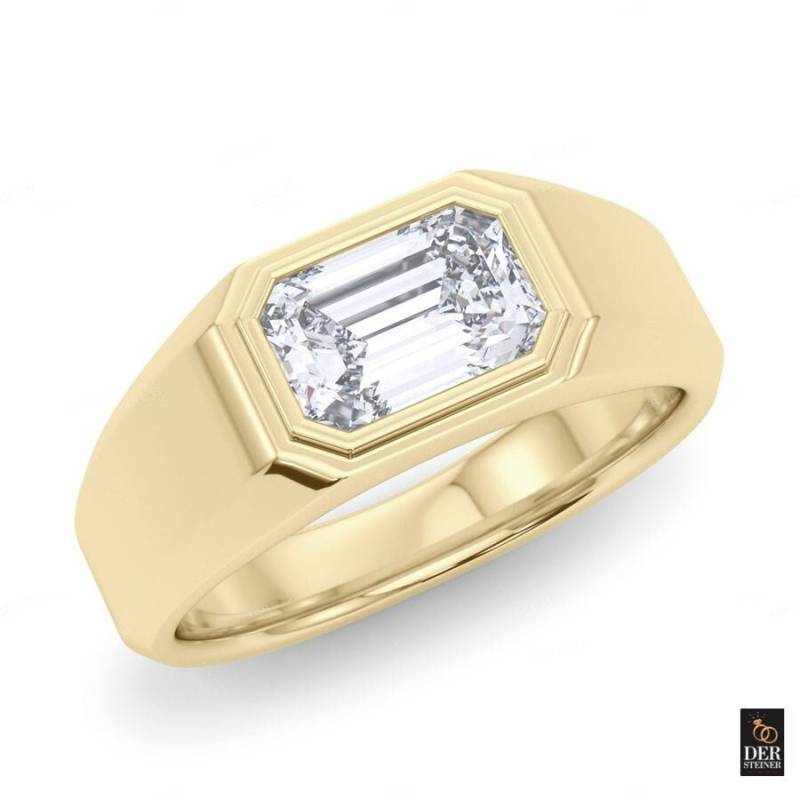 Mens Diamond Ring | Signet 1.03Ct Emerald Cut Ring| Lab Grown Diamond Promise Ring For Him Gold Unisex Band von DerSteiner