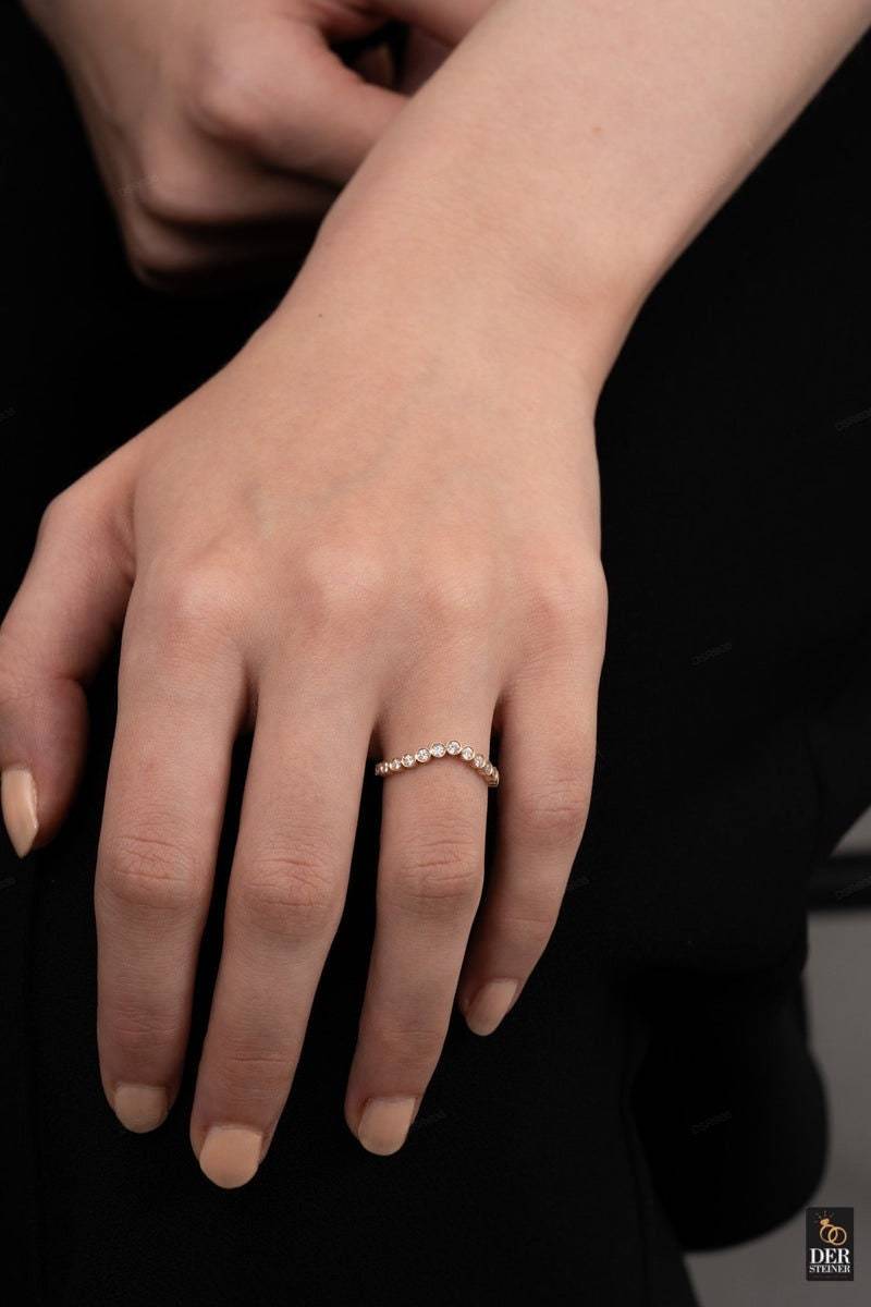 White Gold Diamond Wedding Ring | Half Eternity Band|Lab Grown Diamond Ring| Promise Ring |Wave Pattern| Statement Flush Fit Setting von DerSteiner