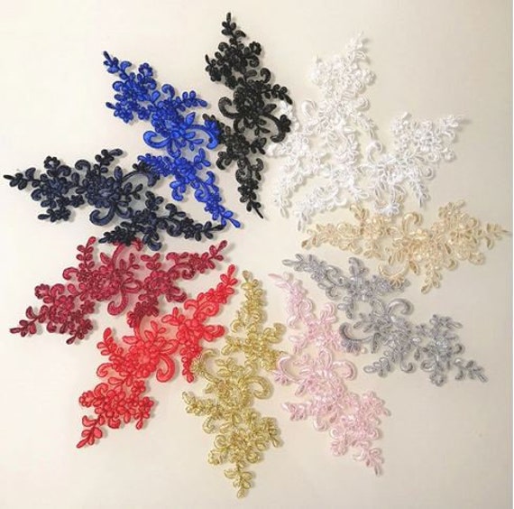 1 Paar Applikation Blütenranke Spitze Gestickt Hochzeit Aufnäher von DerWink