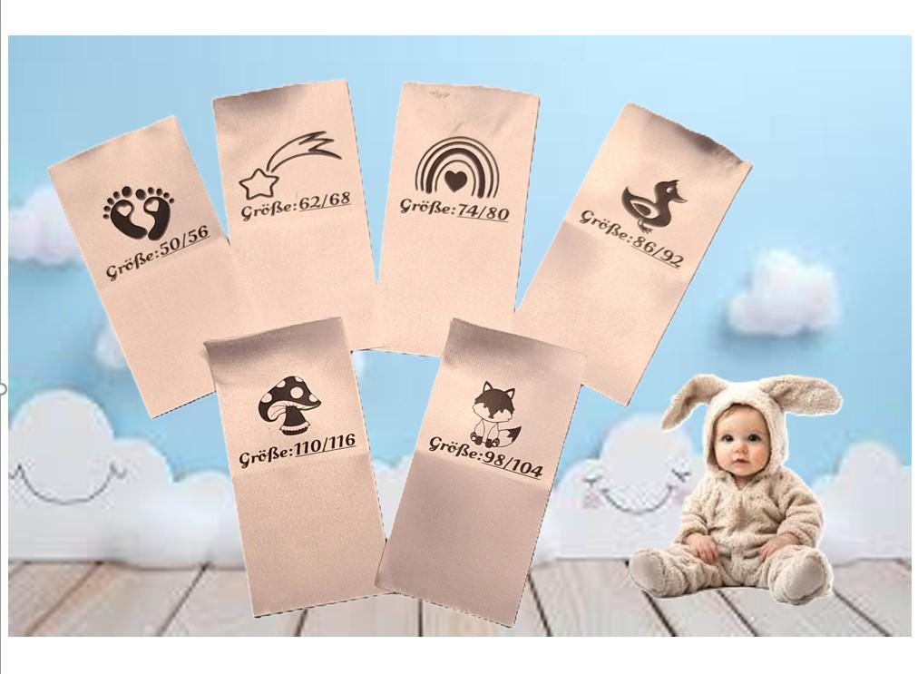 5 Doppel-Größenetiketten Mit Motiv Kinder Satin 5 Doppel-Größenetiketten Mit Motiv Kinder Satin von DerWink