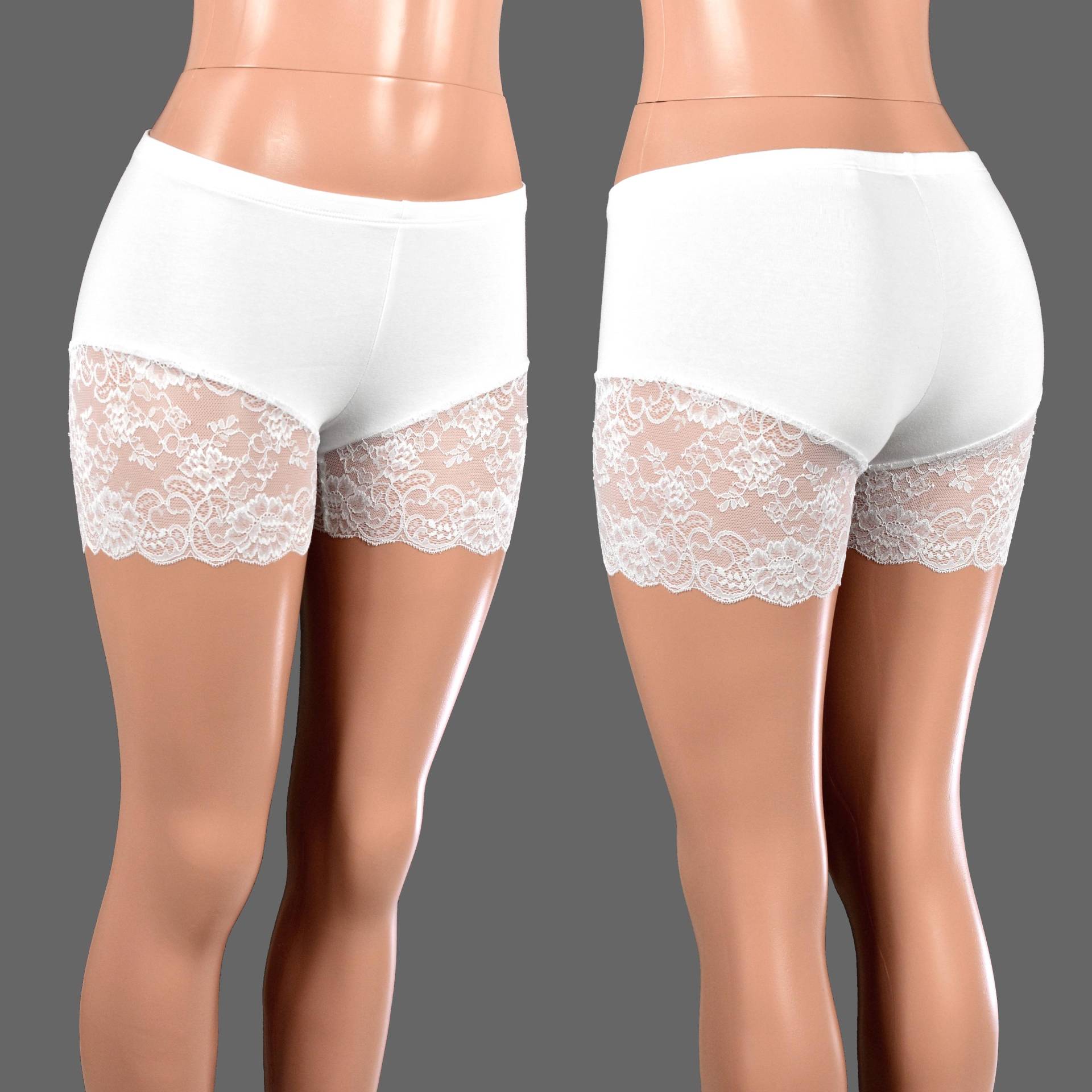 Weiße Spitze Bein Shorts Xs S M L Xl 2Xl 3Xl Plus Größe Low-Rise Unterhose Stretch Baumwolle Spandex Spitzenbesatz Geblümten Hochzeit Weiße Spitze Bein Shorts Xs S M L Xl 2Xl 3Xl Plus Größe Low-Rise Unterhose Stretch Baumwolle Spandex Spitzenbesatz Geblümten Hochzeit von DerangedDesigns916