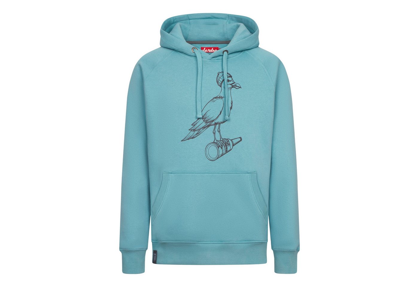 Derbe Hoodie Sturmmöwe Mono mit Tunneltasche und Möwenprint von Derbe