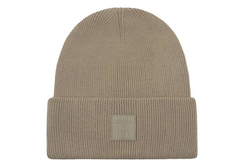 Derbe Strickmütze Mütze Bonny mit Logo-Patch auf Vorderseite von Derbe