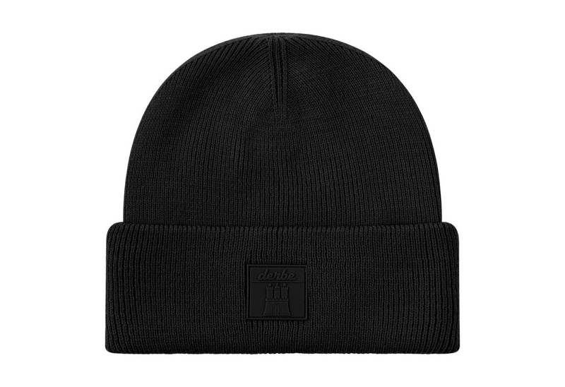 Derbe Strickmütze Mütze Bonny mit Logo-Patch auf Vorderseite von Derbe