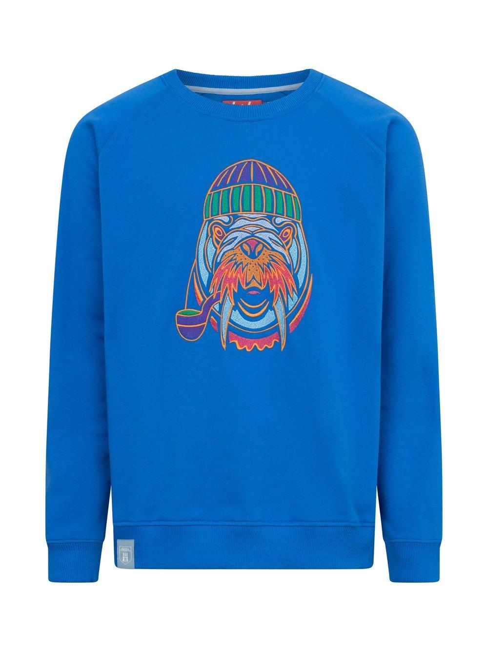 Derbe Sweatshirt Damen Baumwolle Rundhals bedruckt, blau von Derbe