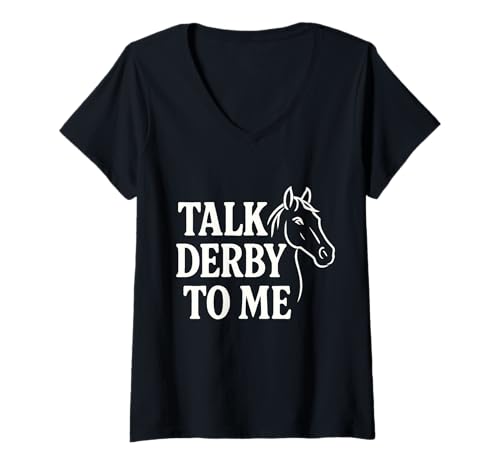 Damen Talk Derby to Me Horse Racing Fan Floral Horse Racing Horse Horse T-Shirt mit V-Ausschnitt von Derby Day Love Horse Racing Derby Party Jockey