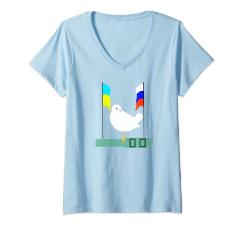 Damen Ukraine Russland War Weeping Peace Dove T-Shirt mit V-Ausschnitt von Derby Tees