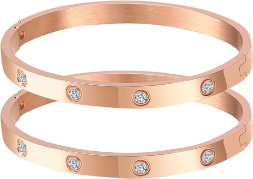 Damen Armreif, Schmuck Damen Armband, 2 Pcs Personalisierte Armbänder, Armband Freundschaft, Freundschaftsarmband Damen für Mädchen, Frauen von Dereine