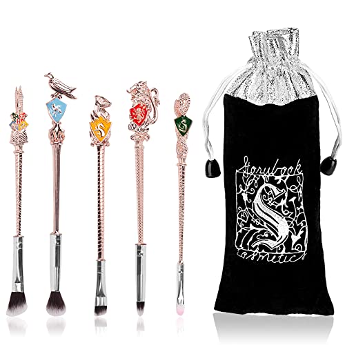 Metallgriff Make-up-Pinsel-Set, 5 Stück Mit Metall Beutel, Makeup Zauberstab, Geschenk Für Mädchen Und Frauen von Dereine