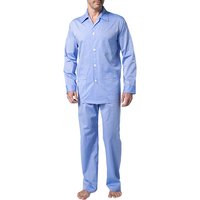 DEREK ROSE Herren Pyjama Set blau Baumwolle & Mix unifarben Classic Fit von Derek Rose