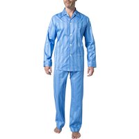 DEREK ROSE Herren Pyjama blau Baumwolle Gestreift Classic Fit von Derek Rose