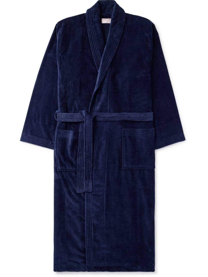 Derek Rose - Belted Cotton-Terry Robe - Men - Blue - XXL von Derek Rose