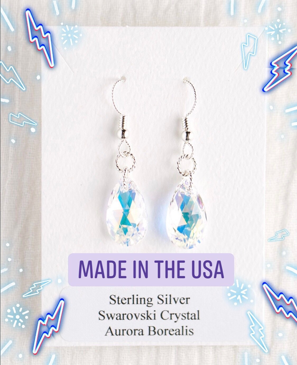 Aurora Borealis Birne Sterling Silber Kristall Ohrringe Aurora Borealis Birne Sterling Silber Kristall Ohrringe von DerekAshleyDesigns
