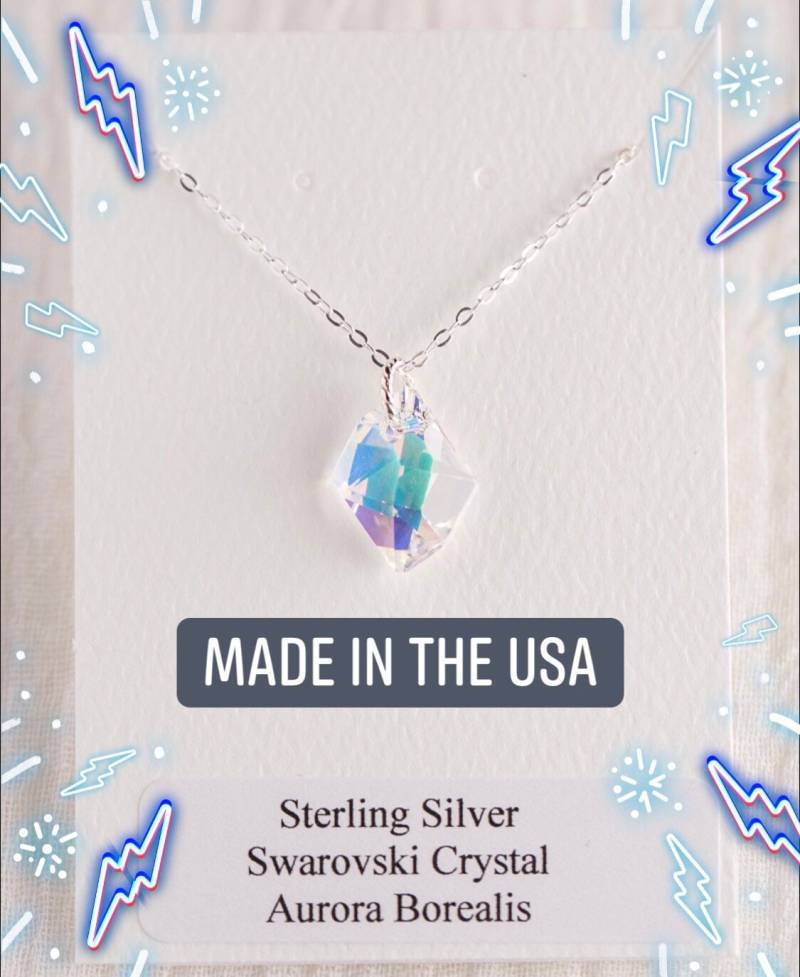 Aurora Borealis Cosmic Cut Sterling Silber Kristall Halskette Aurora Borealis Cosmic Cut Sterling Silber Kristall Halskette von DerekAshleyDesigns