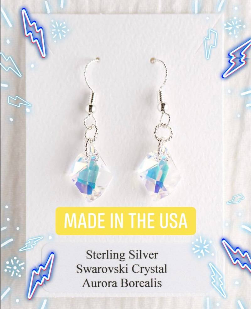 Aurora Borealis Cosmic Cut Sterling Silber Kristall Ohrringe Aurora Borealis Cosmic Cut Sterling Silber Kristall Ohrringe von DerekAshleyDesigns