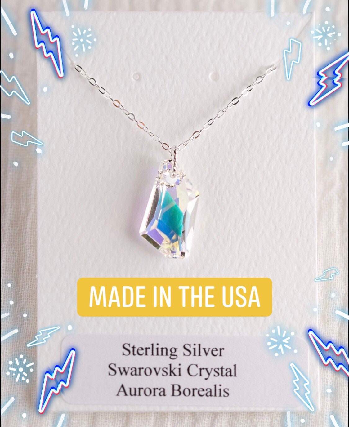 Aurora Borealis De-Art Sterling Silber Kristall Halskette Aurora Borealis De-Art Sterling Silber Kristall Halskette von DerekAshleyDesigns
